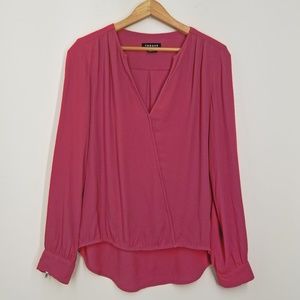 Trouve Surplice Zip Cuff Blouse in Red